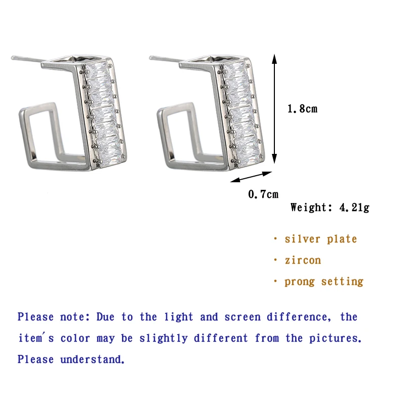 

ONYSS Hot Selling 925 Sterling Sliver Pin CZ Ziron Stud Earring 2021 Trend for Women Jewelry