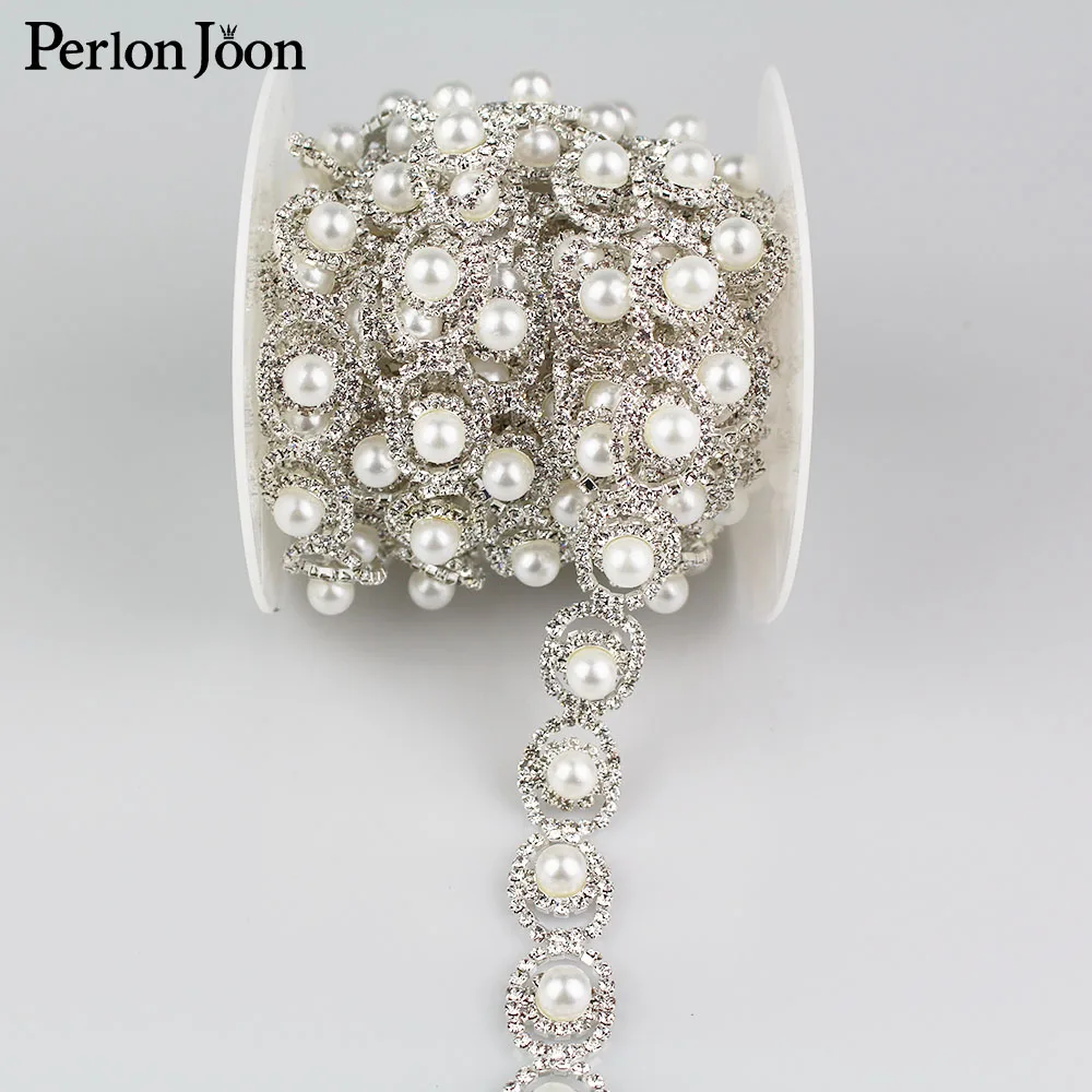 5 ярдов/лот большие жемчужные стразы отделка тесьмой с украшением в виде