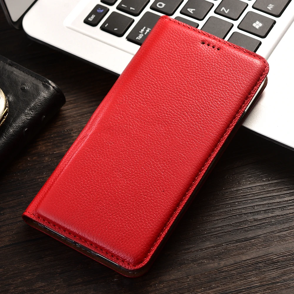 

Litchi Grain Genuine Leather Flip Case For Vodafone Smart E8 N8 N9 Lite Cell Phone Cover