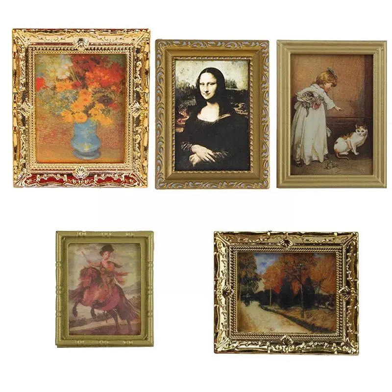 

Dollhouse Classical Wall Painting Decoration Resin Wall Dollhouse Random 1:12 1pcs With Painting Frame Model Color Accessor N0t2
