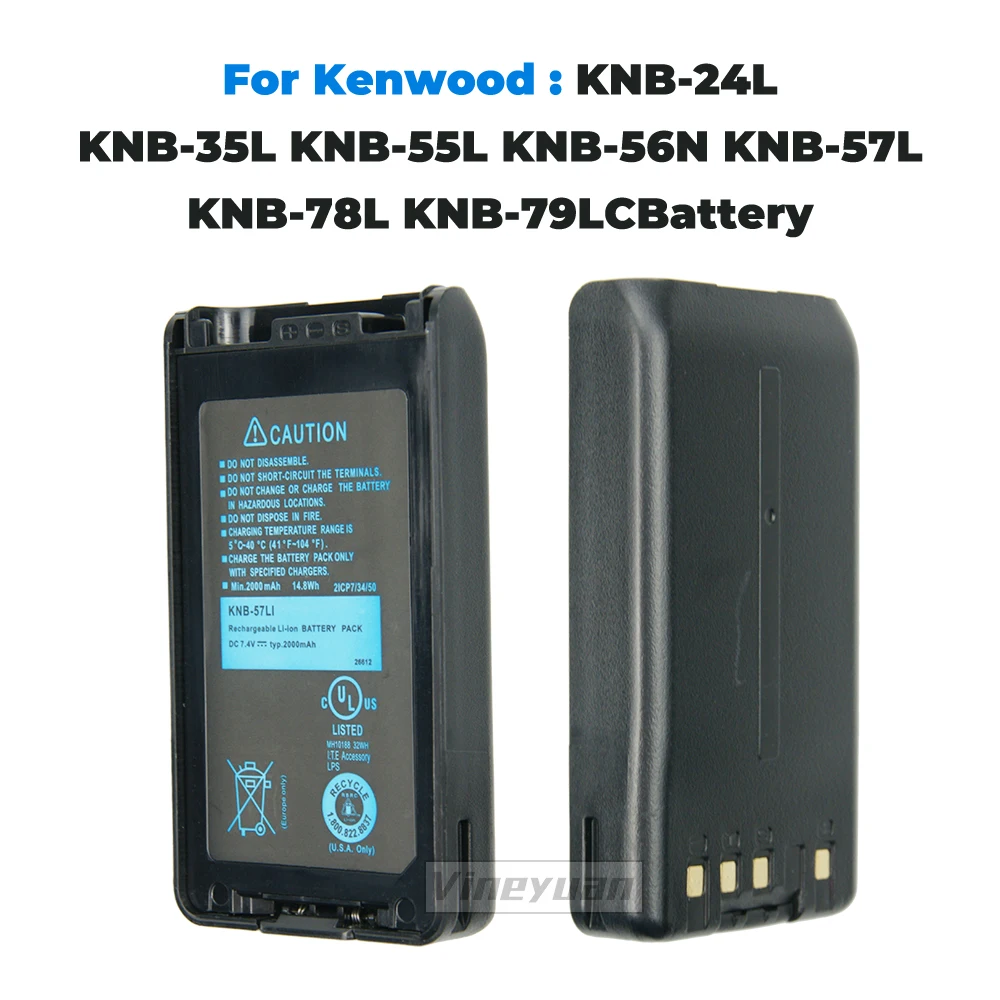 2PCS 7.4V 2000mAh KNB-57L Replacement Battery for Kenwood TK-2170 TK-2140 TK-2160 TK-3140 TK-3160 TK-3173 Two Way Radio Battery