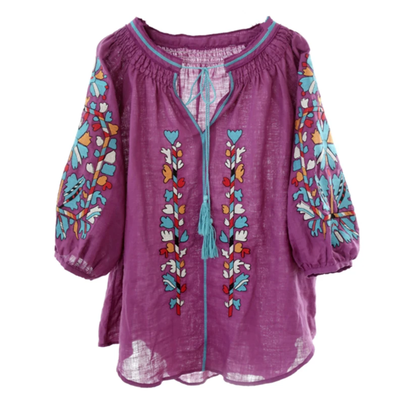 Рубашка женская оверсайз из хлопка и льна Свободная Повседневная Туника в