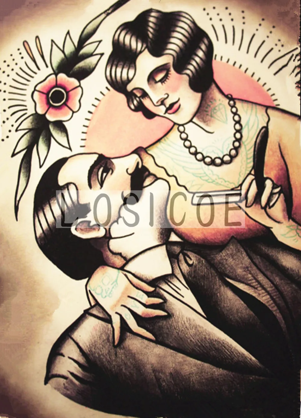 Винтажные наклейки для парикмахеров с татуировками в виде плакатов на крафт-бумаге для интерьера, восстанавливающие наклейки на стену для домашнего декора парикмахерской.