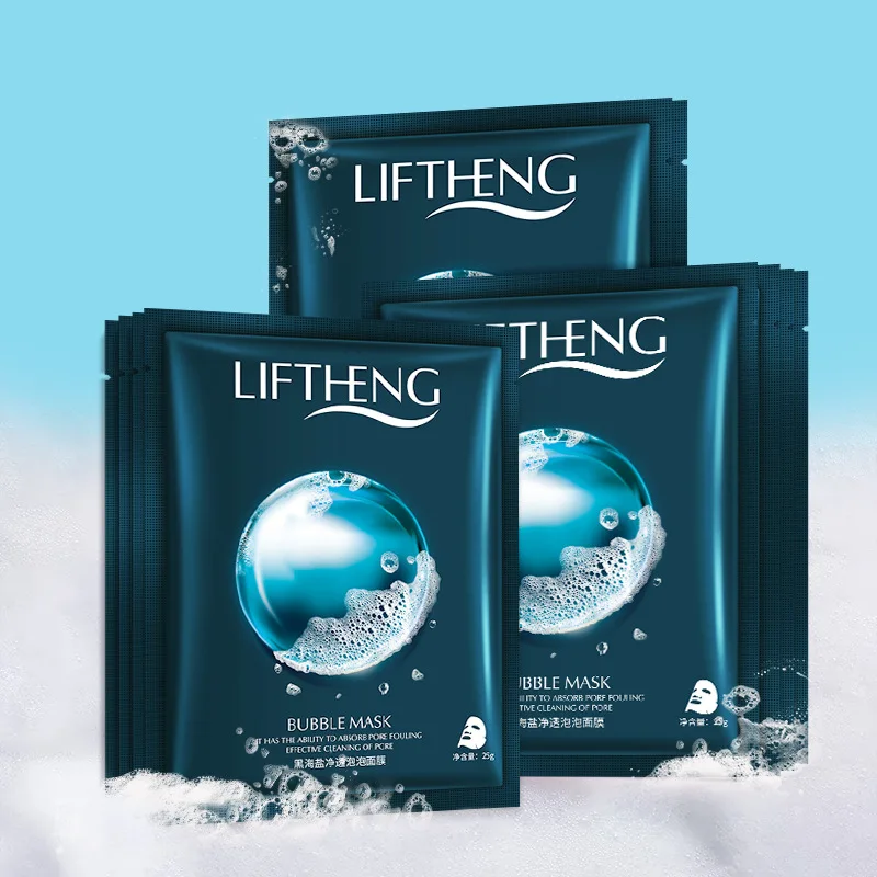 Пузырьковая маска для лица черная морская соль увлажняющая спонтанная Корейская