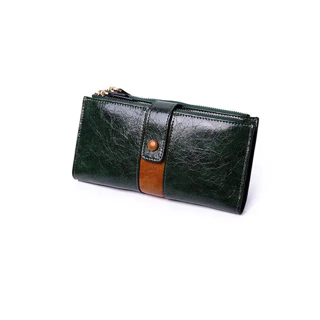 Green Женские кошельки, длинный дизайн, двойная молния, кошельки из искусственной кожи, женские кошельки, винтажные сумки-ридикюли с карманом для телефона, многофункциональные - Цвет: Green