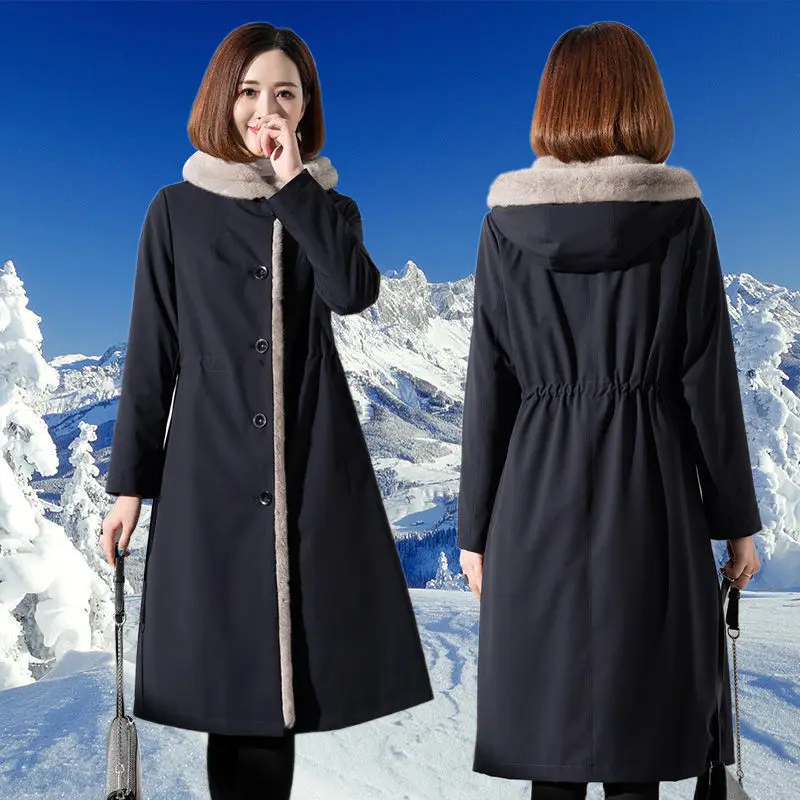 

Утепленные парки, Женское зимнее пальто 2023, модная свободная теплая верхняя одежда со съемной подкладкой и капюшоном, женские зимние парки