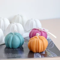 6 cavity 3d pumpkin silicone candle mold for diy candle making polymer clay plaster handicraft mould halloween home decoration