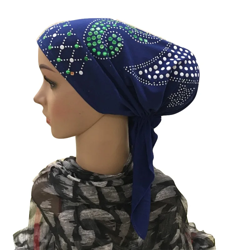Разноцветные стразы колпачки исламские головные уборы женская мусульманская
