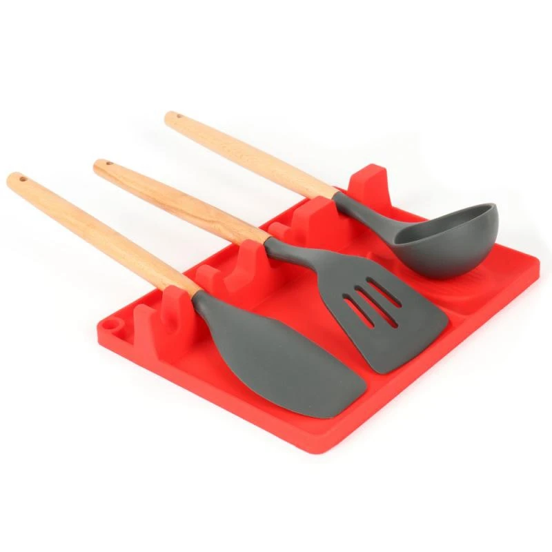 

Kitchen Spoon Holders Fork Spatula Rack Shelf Organizer Silica Gel Spoon Rest Chopsticks Holder Non-Slip Spoons Pad