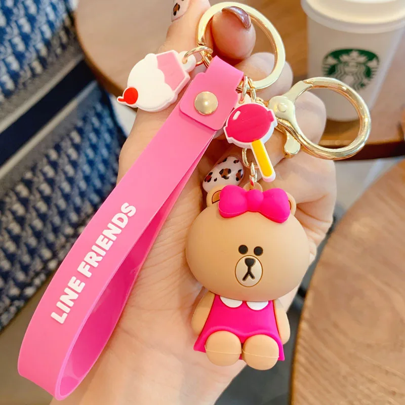 

Cute Cartoon BearCharacter Keychain Creative Rubber Keychain Mobile Phone Straps Couple Bag Pendant Childrens Favorite Gift