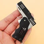 Все металлические Мини может быть сложен, как кольцо для ключей, пистолет с резиновой лентой детская игрушка в подарок шесть всплески резиновая игрушка игрушечный пистолет
