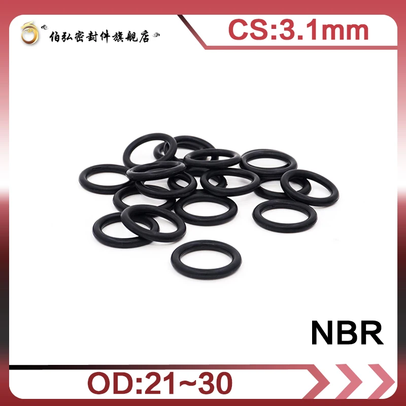 

Nitrile Rubber O-Ring 20PCS/lot NBR Sealing CS 3.1mm OD21/22/23/24/25/26/27/28/29/30mm O-Ring Seal Gasket Ring
