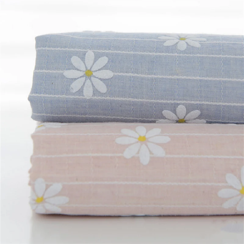 

50 X 140cm Cotton Fabric Blending Variegated Yarn Dyed Jacquard Printing Clothing Handmade Cloth Floral 160g/m