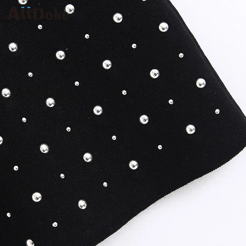 

ALLDOKE diamonds halter casual blouse women summer sleeveless black tops shirt office lady knitted streetwear blouses blusas