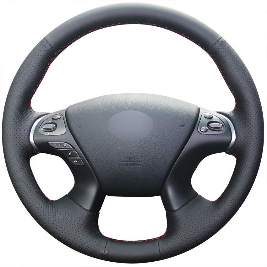 

Рука сшитый черный искусственной кожи чехол рулевого колеса автомобиля для Infiniti JX35 м M25 M35 M37 M56 Q70 QX60 Nissan Murano