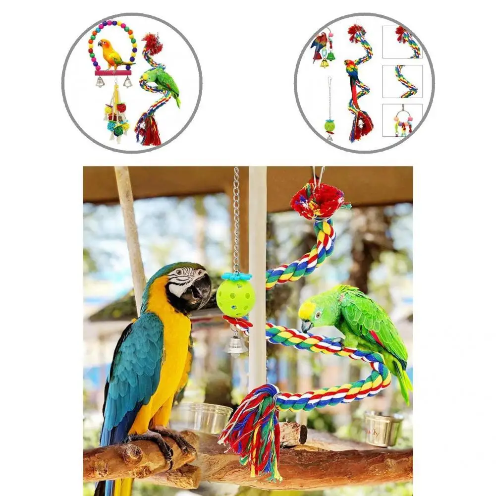 

Training Playing Natural Wood Parrot Stand Chewing Toy for Parakeets Macaw Birds