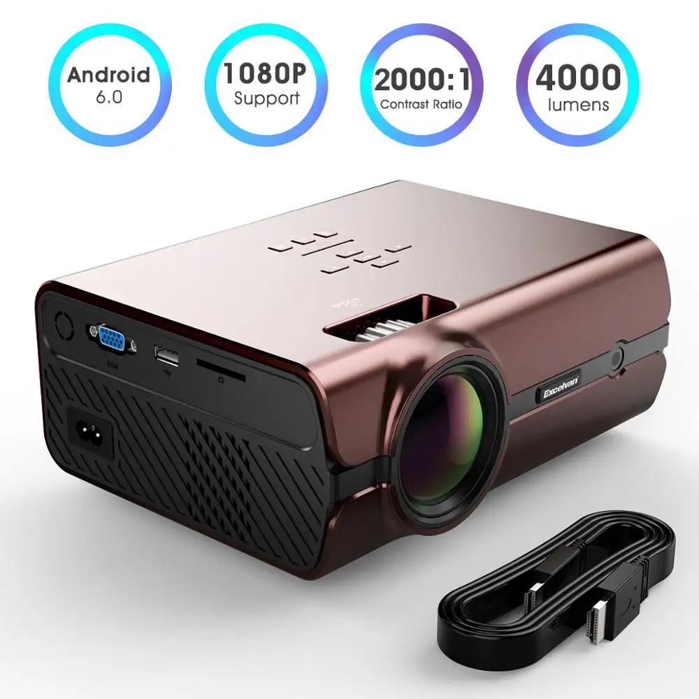 Excelvan BL46 Android 6 0 проектор Bluetooth WIFI 2000 люмен ЖК домашний кинотеатр 1080P светодиодный