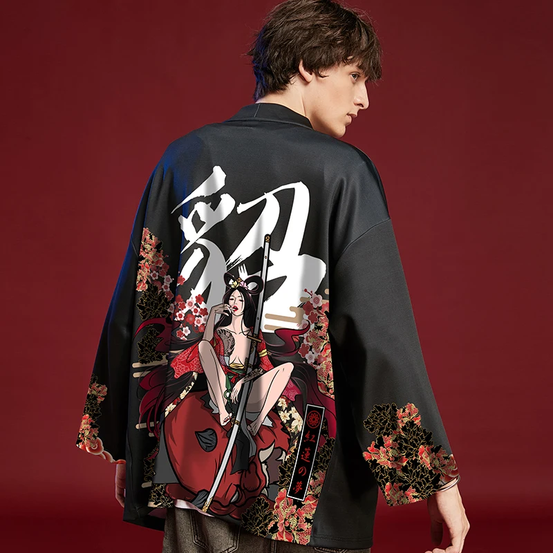 Мужское кимоно с принтом в китайском стиле кардиган куртка рубашки ветровка