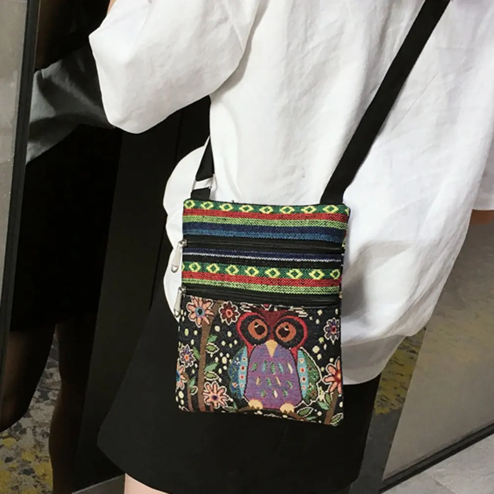 

Повседневные дамские сумки с вышивкой и принтом совы, женская сумка на молнии через плечо, сумка почтальона для девушек