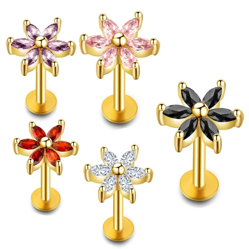 Женские пирсинг для губ Goth из нержавеющей стали розовые стразы пикантные