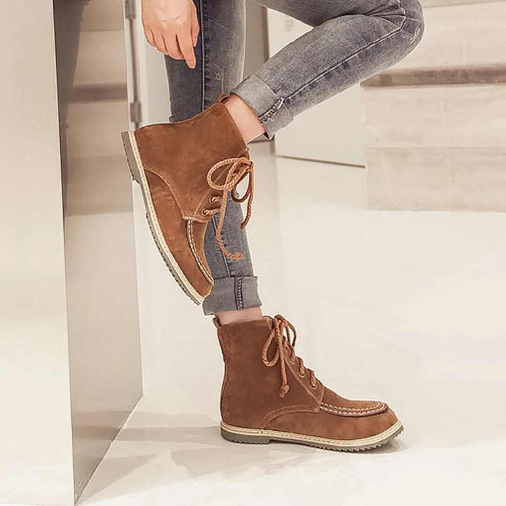 Женские ботильоны на высоком каблуке SAGACE кожаные ботинки шнуровке с плоской