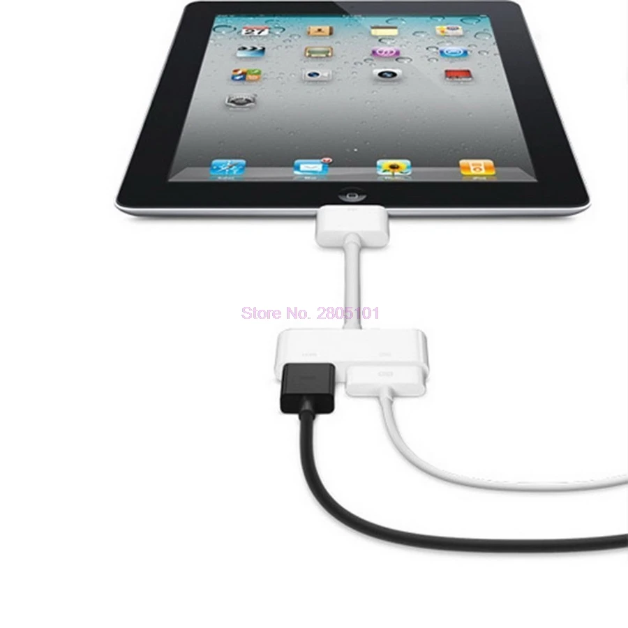 Dhl или fedex 50 шт. AV HDMI адаптер Кабельный соединитель 30Pin док разъем к для iPhone 4 4s iPad 2 3
