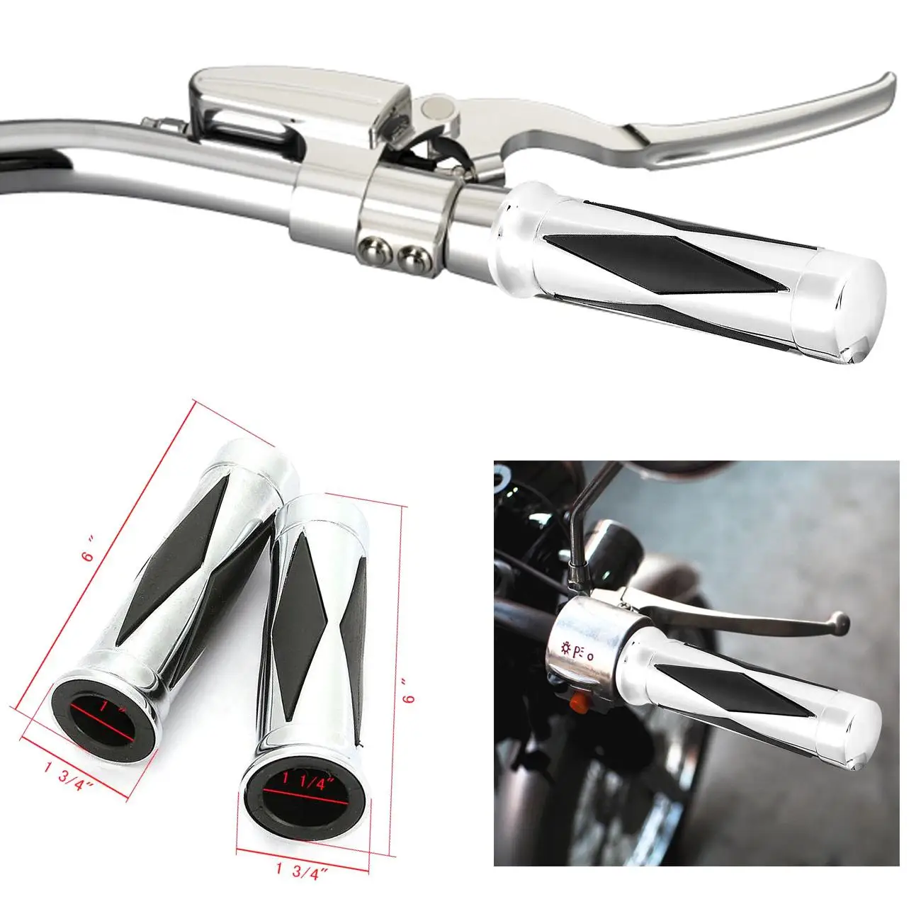 1 &quotХромированный Алмазный руль для мотоцикла ручки Suzuki Harley Davidson Honda Kawasaki Yamaha Chopper