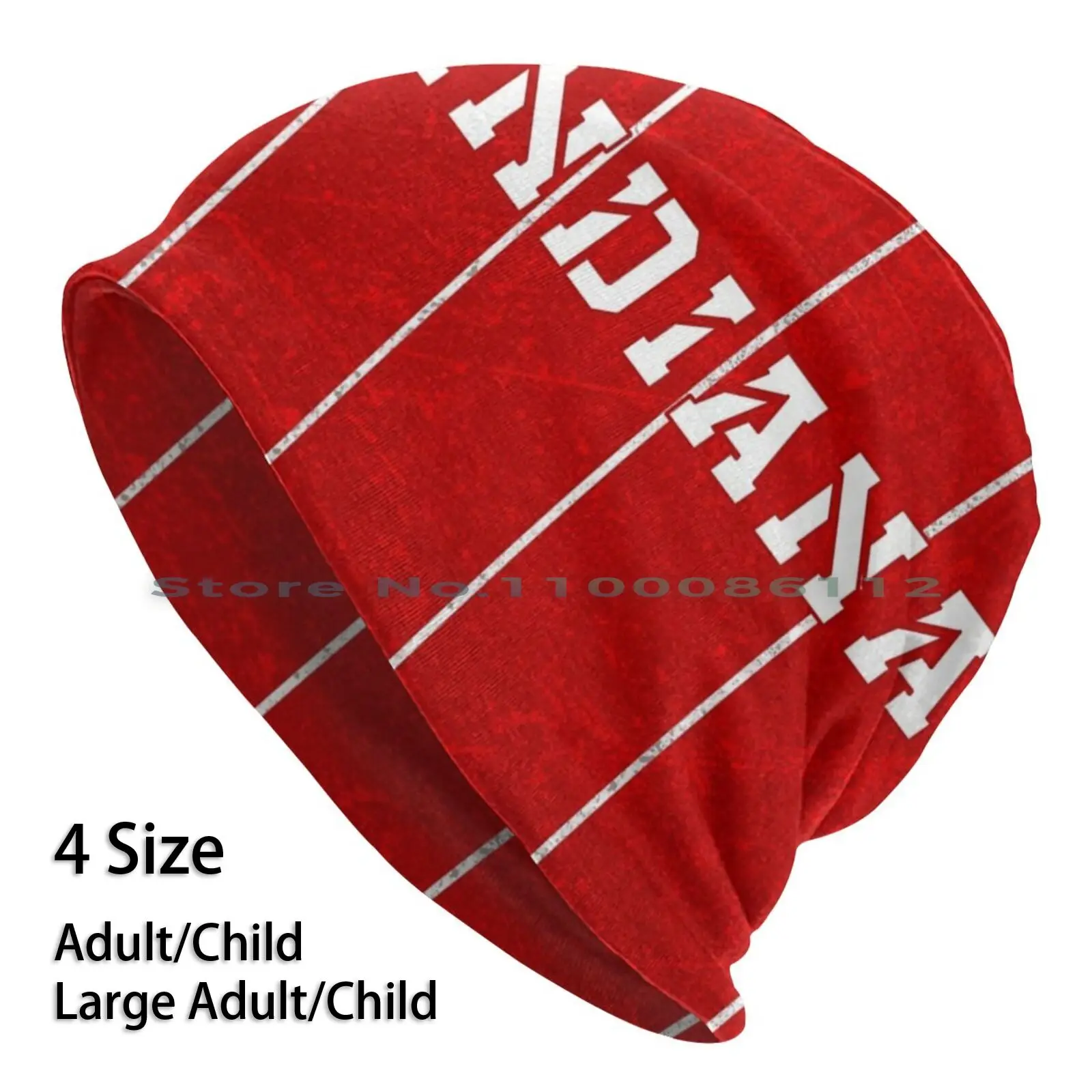 

Indiana Beanies Knit Hat Indiana Iu Indy Big10 University School Alumni College Football Basketball White Red State Brimless