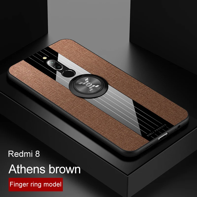 Чехол для Xiaomi Redmi 8 чехол с магнитным кольцом-держателем Мягкая тканевая рамка