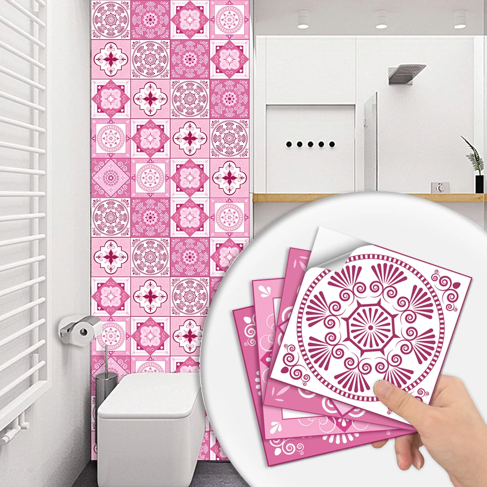 

Переводные плоские чехлы с розовым рисунком для кухонного шкафа, домашний декор, 6 шт.