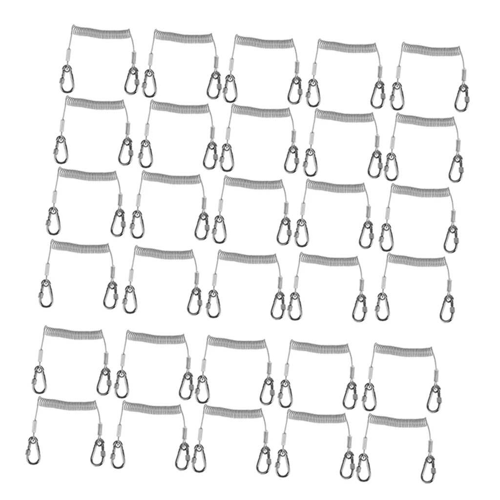 Набор из 30 рыболовных шнурков нержавеющей стали выдвижной спиральный трос с