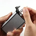 Uitra-тонкая ветрозащитная зажигалка, металлическая матовая сигаретная коробка, держатель 10 шт., чехол для хранения дыма и табака, выдвижная сигарета на выброс сигарет