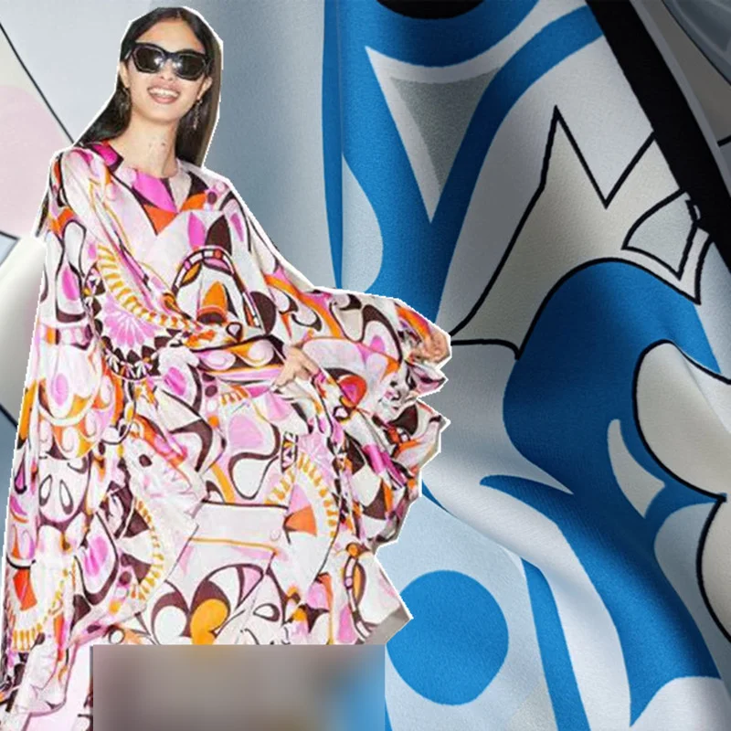 

Полиэфирная ткань под заказ брендовая синяя серия узоров Цифровая печать швейная наволочка рукоделие материалы ручной работы