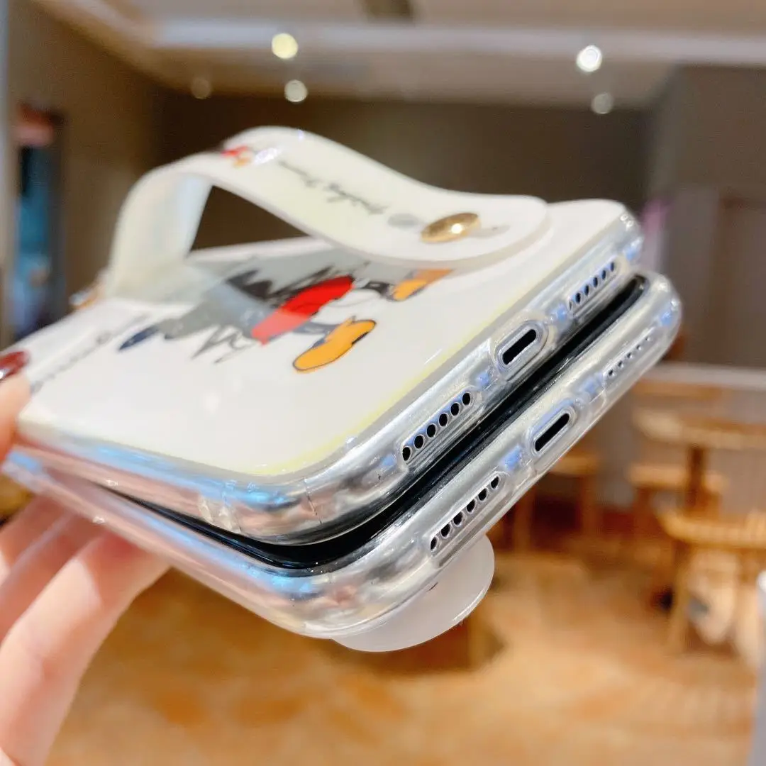 

Disney Mickey Minnie Blu-ray Wrist Strap Soft Case for iPhone 11 Pro Max XR XS Max 7 8 Plus X SE Full Body Phone Back Cover Cell