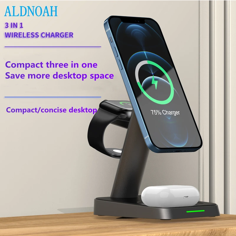 Магнитные беспроводные зарядные устройства 3 в 1 для Apple Watch Airpods Pro регулируемая