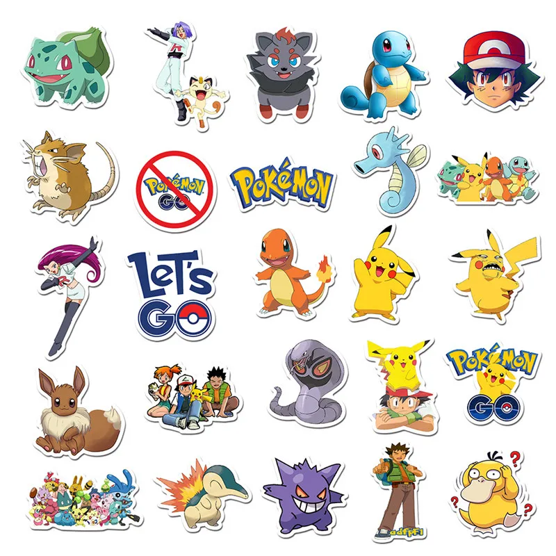 103050100pcs pokemons anime stickers luggage skateboard phone laptop moto bicycle wall guitar sticker diy waterproof toy free global shipping