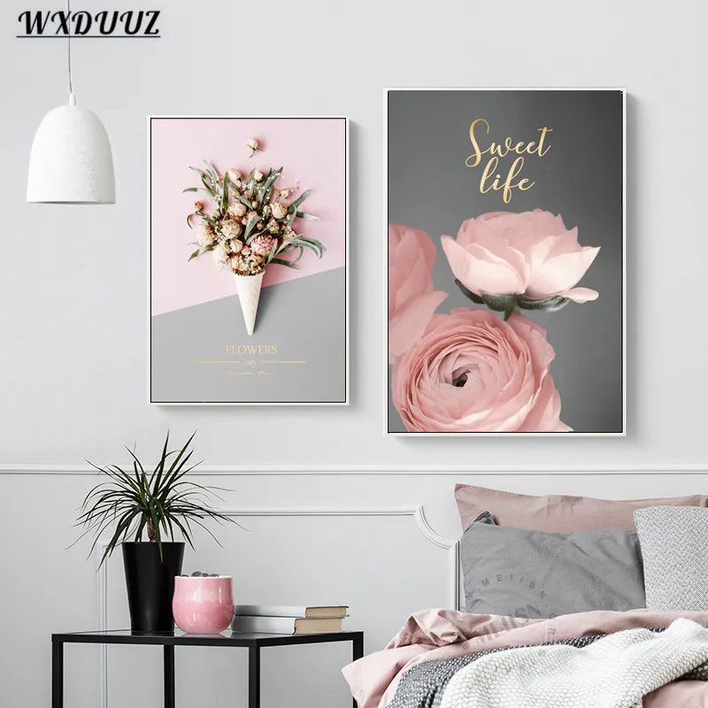 Скандинавская девушка сердце искусство Декор Картина розовый Лебедь роза цветок