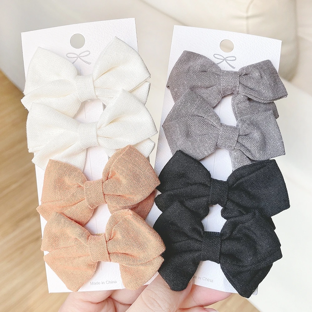 

4 шт./компл. хлопковые однотонные шпильки для волос, ручная работа, милые детские бутиковые головные уборы, аксессуары для волос