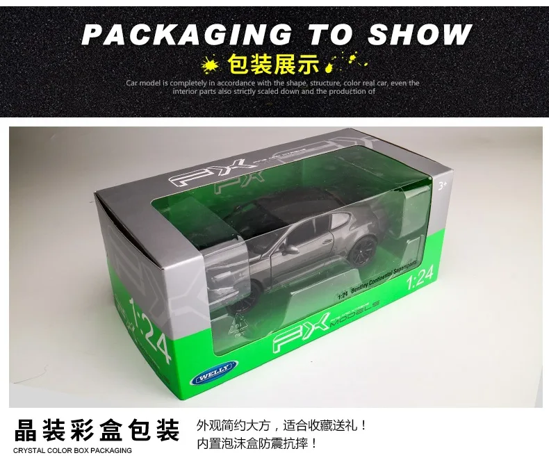 

Welly 1:24 Bentley Continental Supersports Alloy Luxury Vehicle Diecast Pull Back Cars Model Toy Collection Xmas Gift