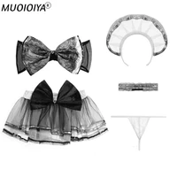 anime cosplay costume cute sexy lingerie bow knot bra set erotic maid uniform kawaii underwear princess outfit for women