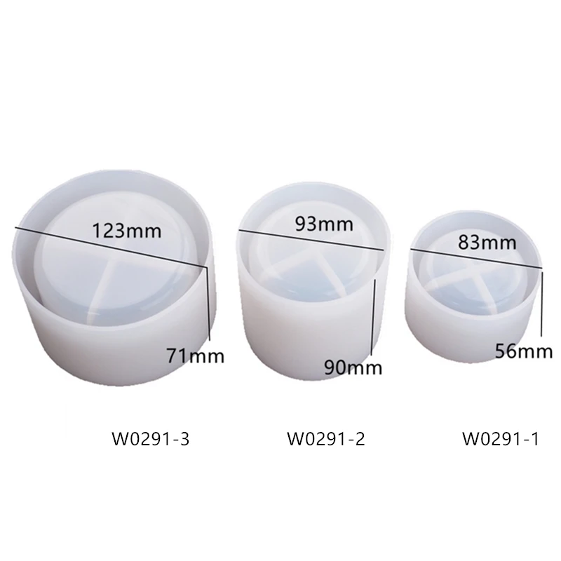 

3 Sizes Flower Pot Clay Silicone Mold DIY Round UV Epoxy Resin Mold for Concrete Table Storage Box Pen Holder Boxes Making Mould