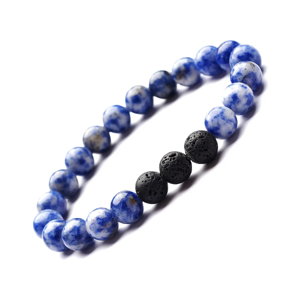 

2021 New 8mm Natural Stone Fashion With Blue Point Volcanic Essential Oil Bracelet Classic Bijoux