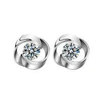 fashion earrings 925 silver jewelry with zircon gemstone stud earrings accessories for women wedding party bridal gift wholesale