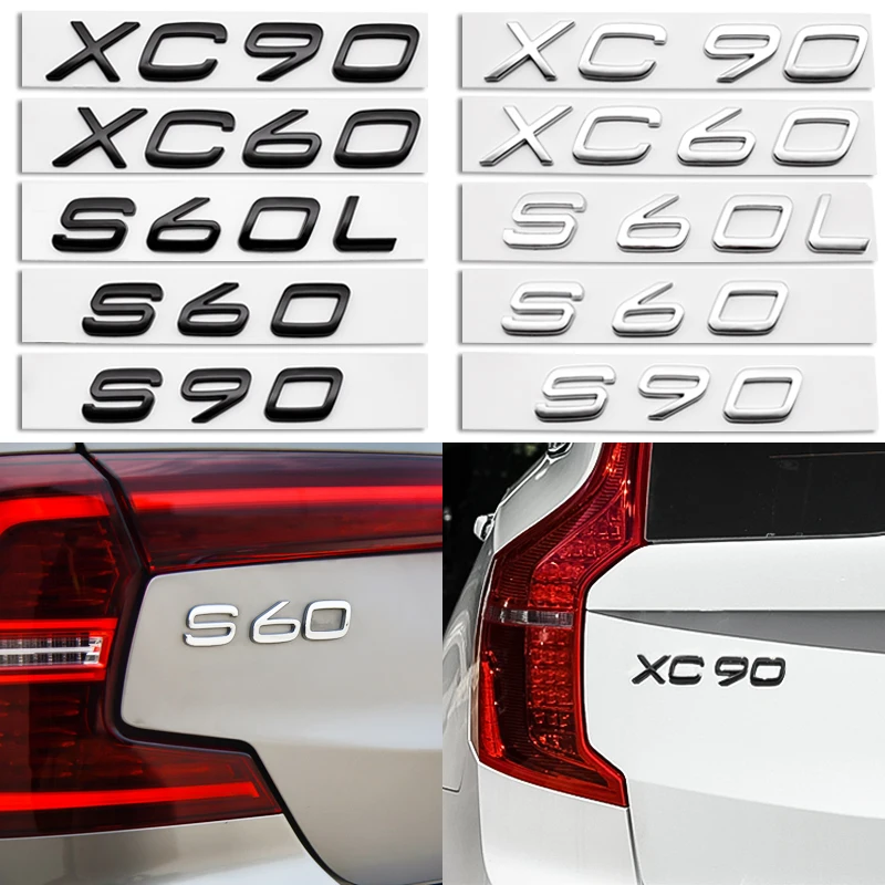 Car Sticker Silver Black 3D Letters Emblem Digital Number DIY Styling Metal Chrome For Volvo xc90 s60L xc60 s60 s90 | Автомобили и