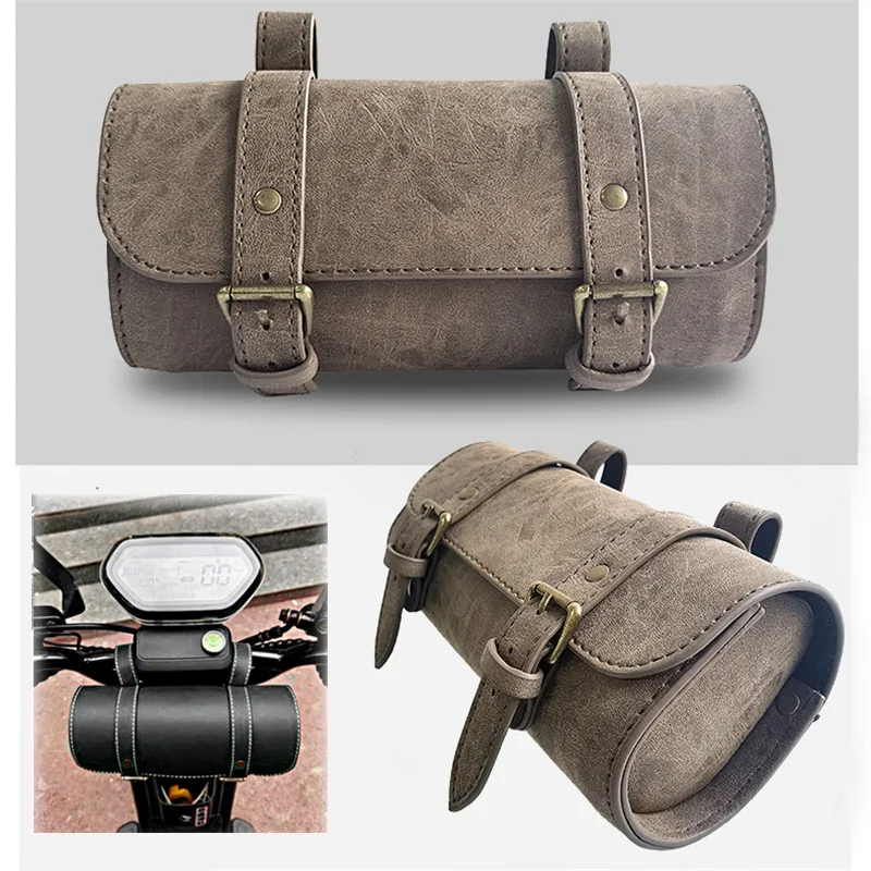 

Universal Motorcycle Tail Bag PU Leather Waterproof Moto Handlebar Head Bags Cafe Racer Motorbike Saddlebag Tool Wear-resisting