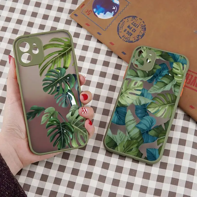 

Vintage Banana Leaves pattern Phone Case matte transparent For iphone 7 8 11 12 plus mini x xs xr pro max cover