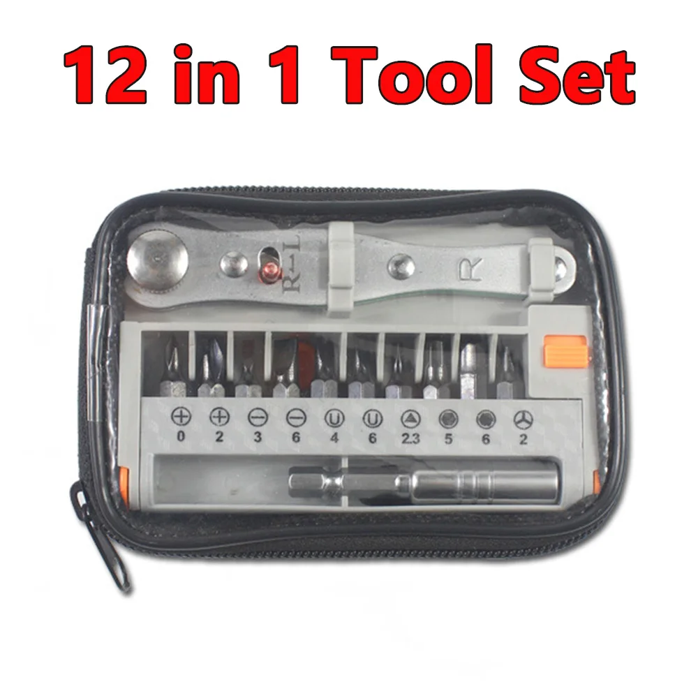 

12 in 1 Screwdriver Set Ratchet Wrench Screw Driver Kit CR-V Ratchet Screwdriver Bits Tools Set DIY Household Repair Tools
