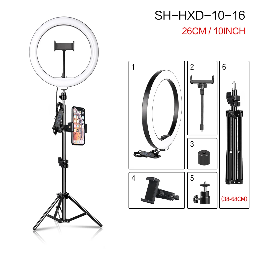 

SH 10inch/26cm Led Photography Fill Lighting With Tripod Stand Holder Usb Charge Selfie Led Lamp For Streaming Video Photography