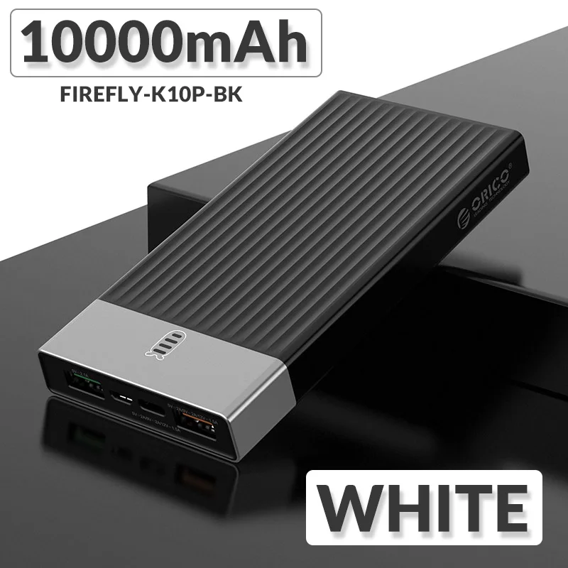 ORICO внешний аккумулятор 20000 мАч QC 2,0 3,0 PD 3,0 внешний аккумулятор 18 Вт Быстрая зарядка внешний аккумулятор для мобильного телефона для Macbook - Цвет: 10000mAh Black