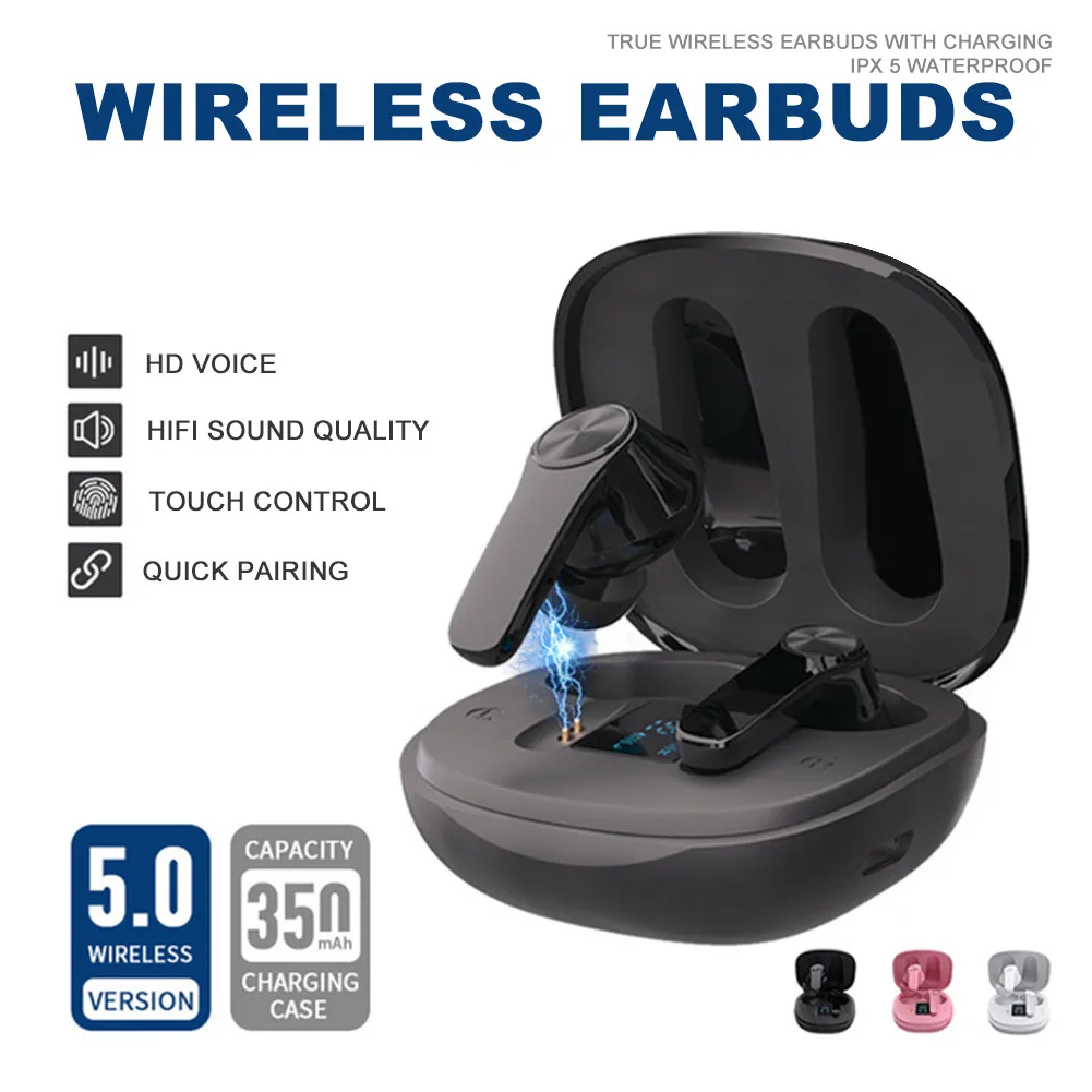 

LCD Battery Display Clamshell Wireless Headset TWS 3D HIFI Bluetooth compatible 5.0 Earphones Sports Waterproof earbuds With Mic